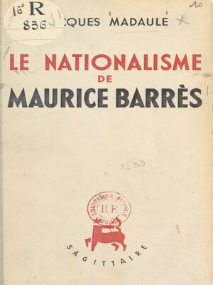 cover image of Le nationalisme de Maurice Barrès